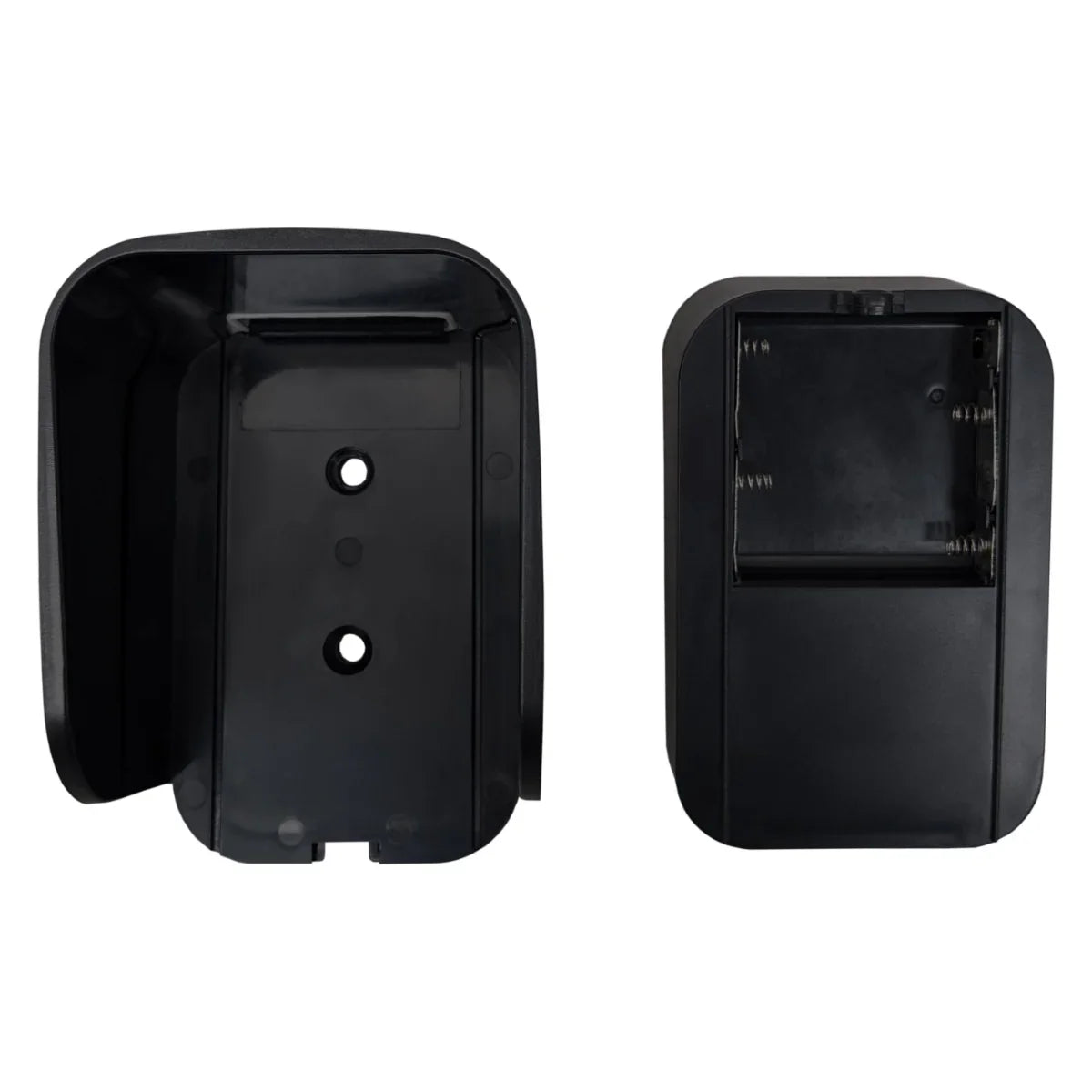 T-Mech swing gate opener wireless keypad in sleek black plastic, featuring a smooth surface and battery compartment for easy installation