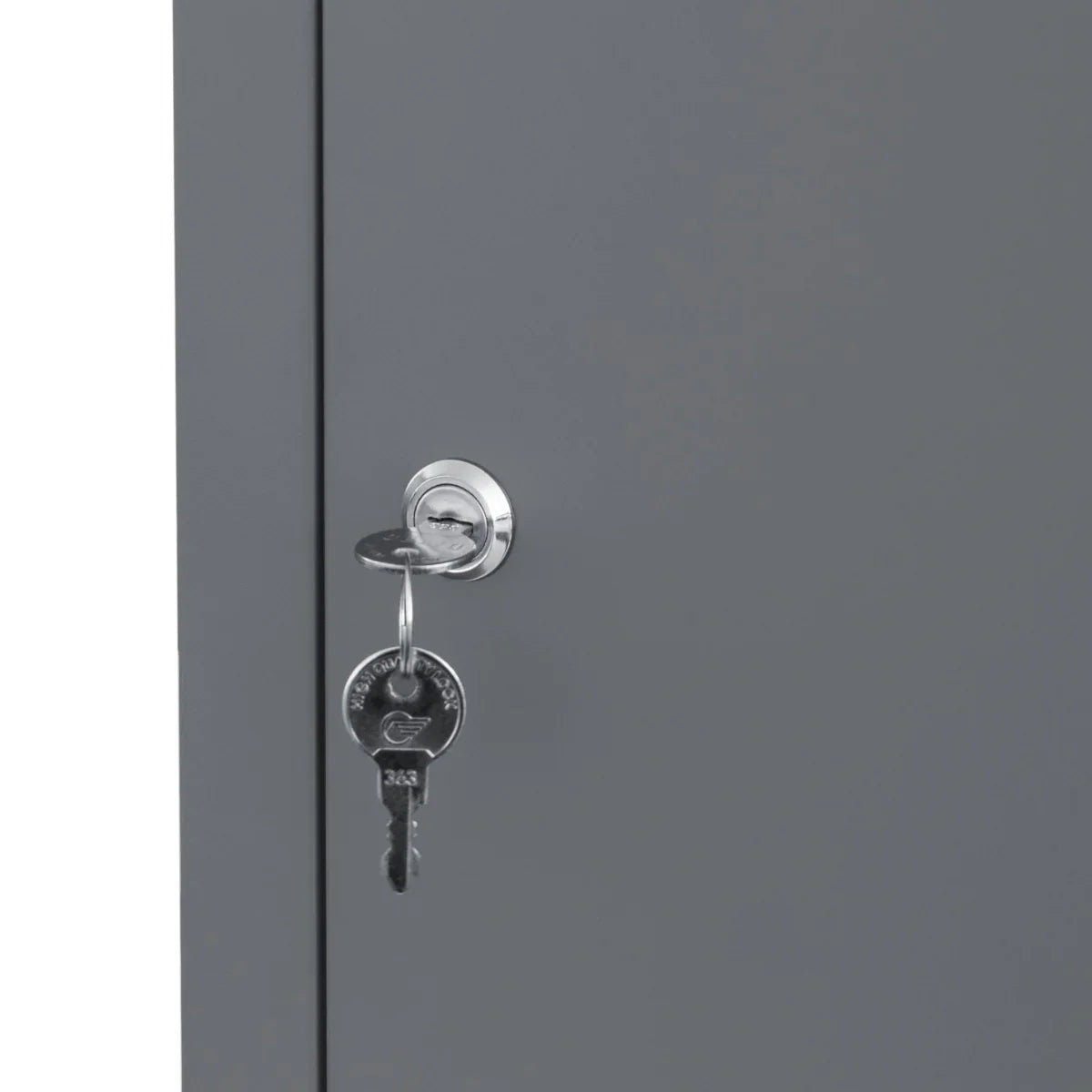 Grey anti-theft parcel post box featuring a secure key lock and a sleek, modern design for safe package delivery