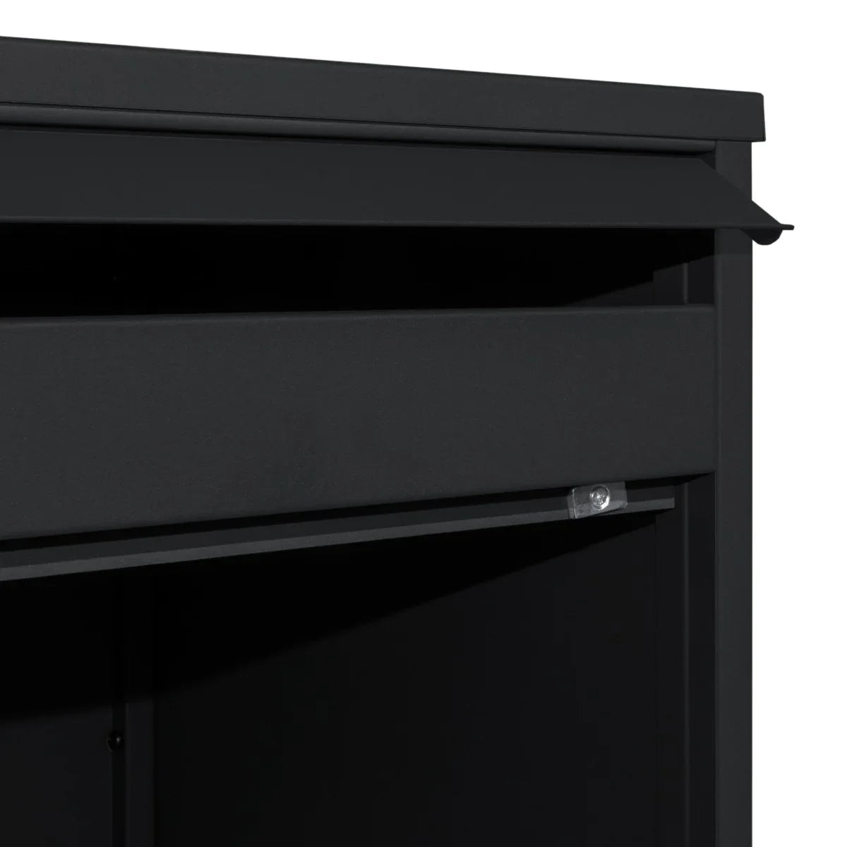 Black anti-theft parcel post box XL featuring a sleek design, durable metal construction, and a secure drop slot for packages