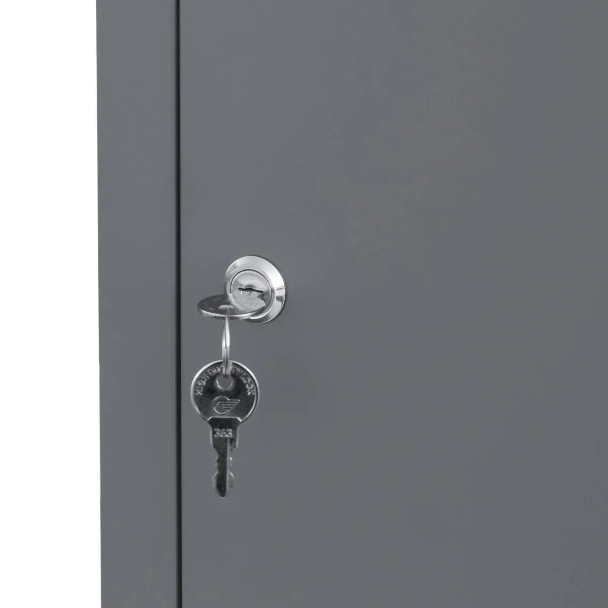 Grey anti-theft parcel post box XL featuring a secure key lock, sleek metal finish, and durable construction for outdoor use