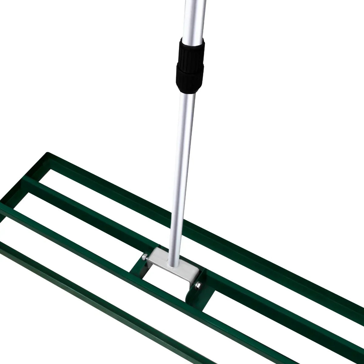 T-Mech Lawn Leveller 100cm in green with a sturdy aluminum handle and a wide, flat leveling base for smooth lawn surfaces