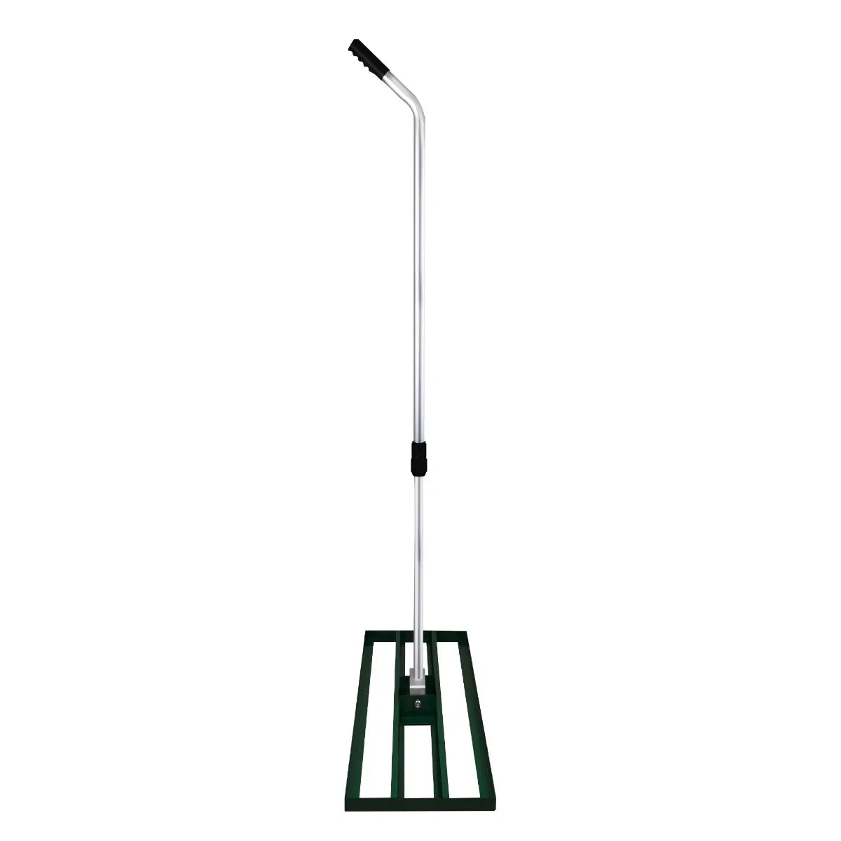 T-Mech Lawn Leveller 100cm in green with a sturdy metal frame, long handle, and wide leveling base for easy lawn maintenance