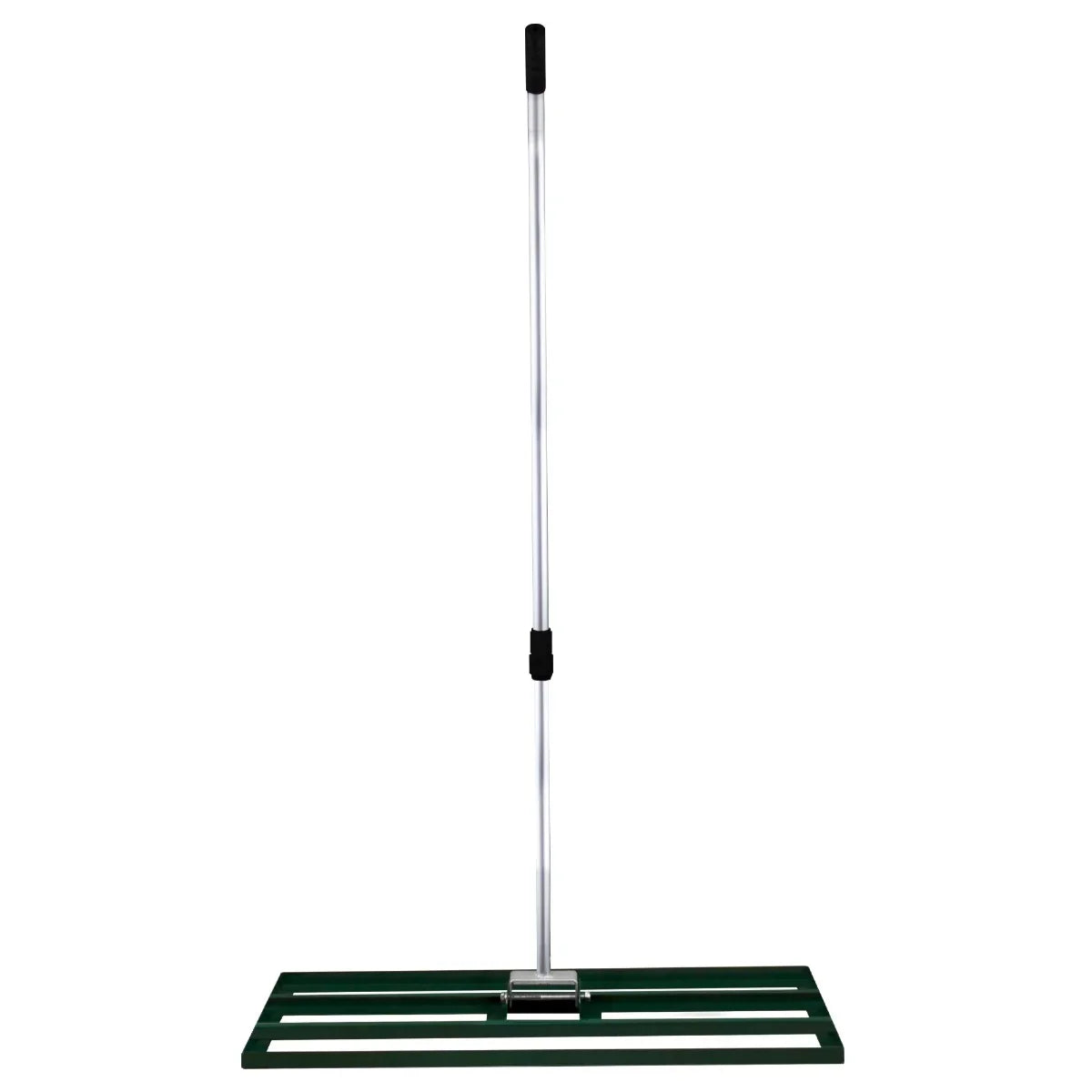 T-Mech Lawn Leveller 100cm in green, featuring a sturdy metal frame, long handle, and flat leveling surface for smooth lawn preparation