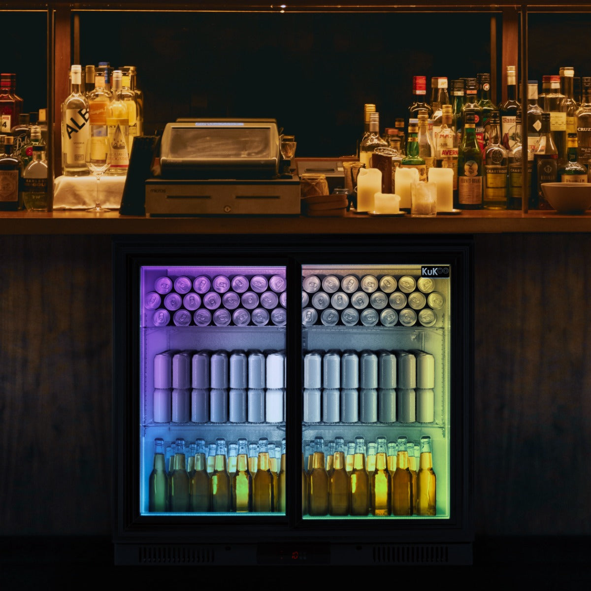 Back Bar Fridge Cooler - Sliding Double Door