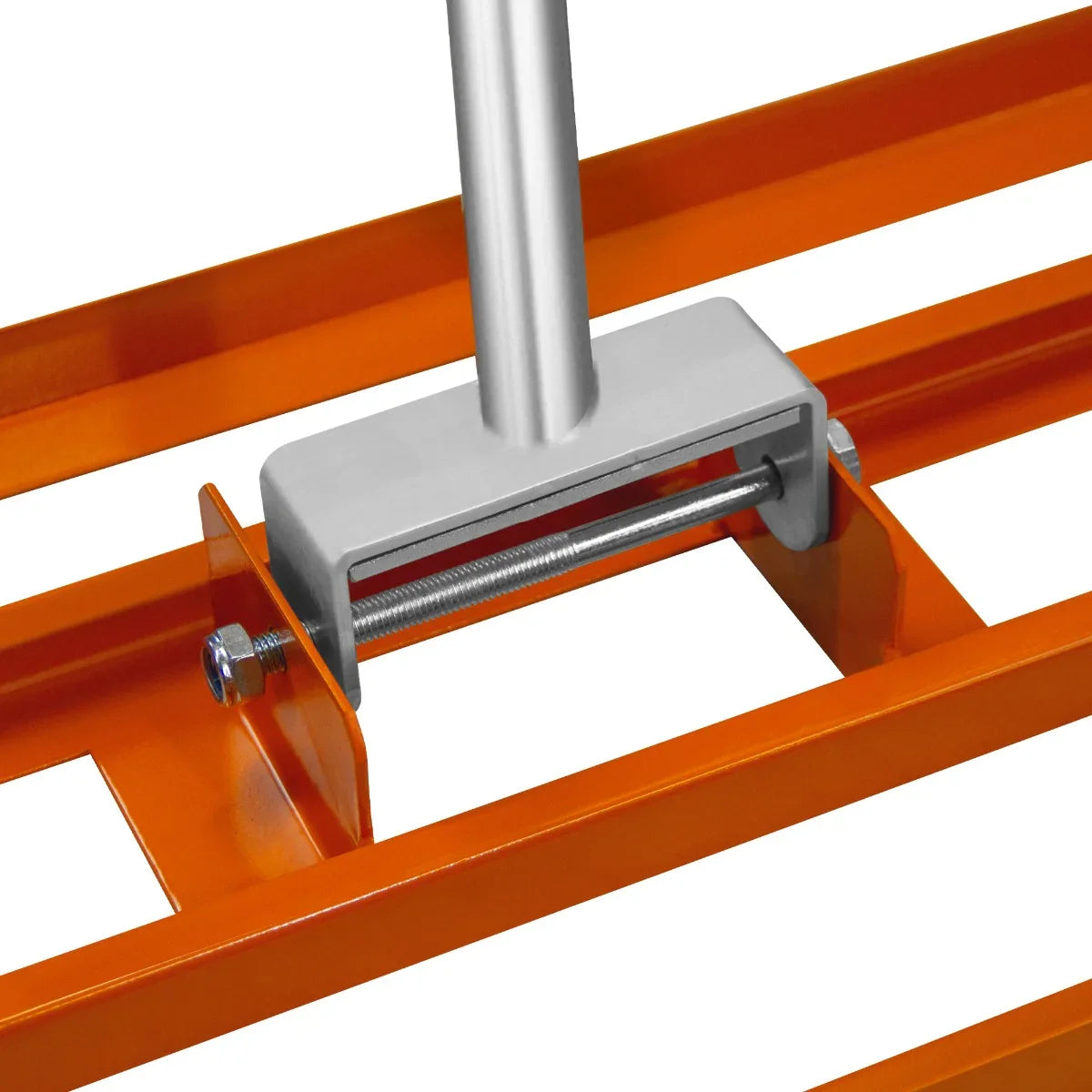 T-Mech Lawn Leveller 50cm in vibrant orange with a sturdy metal frame and adjustable handle for easy lawn leveling and smoothing