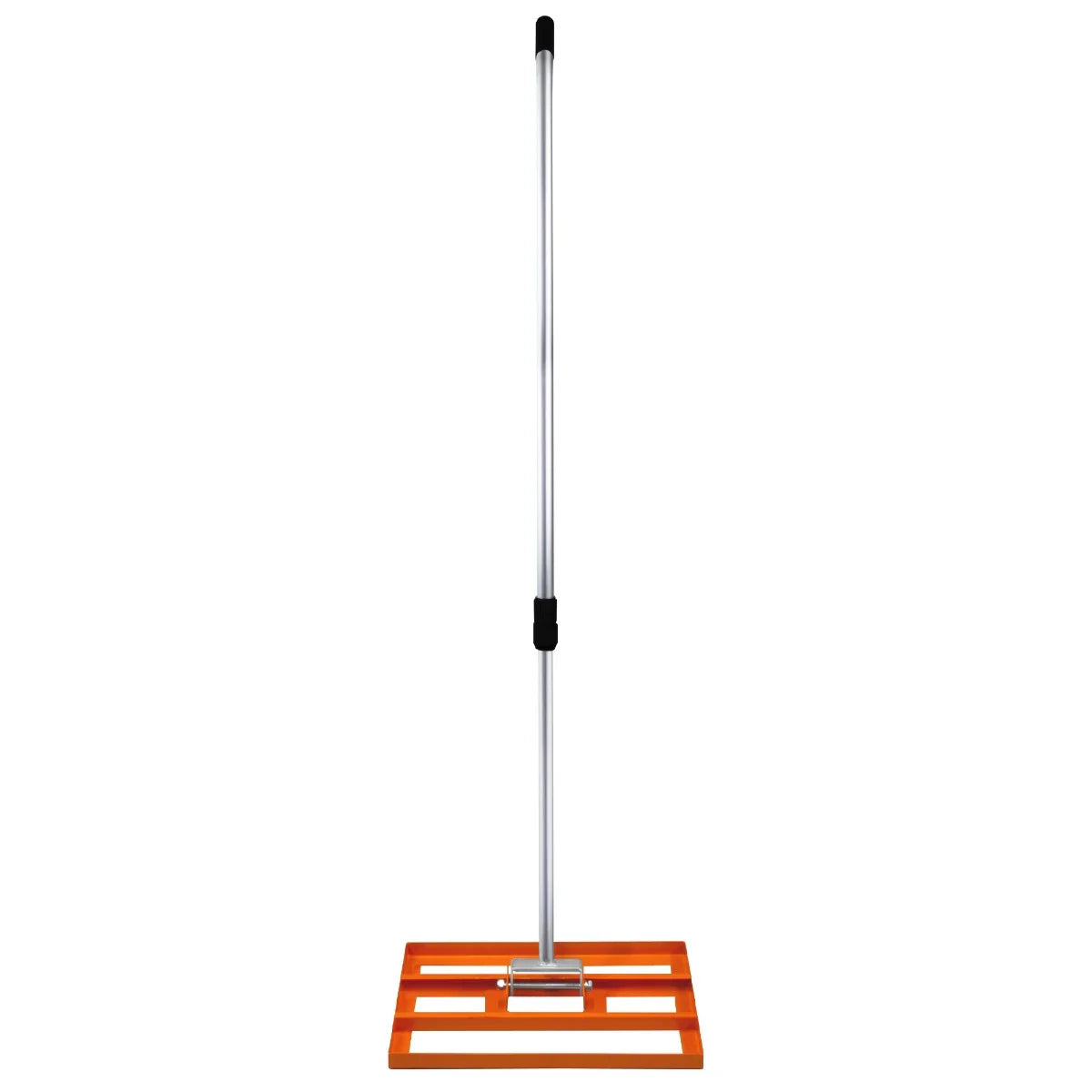 T-Mech Lawn Leveller 50cm in vibrant orange with a sturdy aluminum handle and textured leveling base for easy lawn maintenance