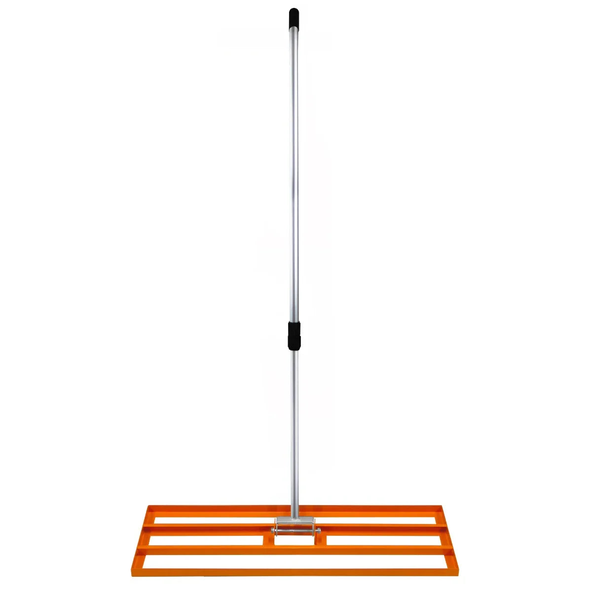 T-Mech Lawn Leveller 100cm features a sturdy orange metal frame with a long handle, designed for leveling and smoothing soil surfaces