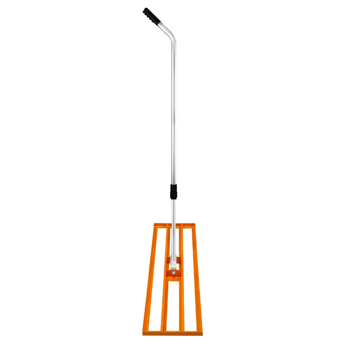 T-Mech Lawn Leveller 100cm features a sturdy orange metal frame with a long handle, designed for leveling and smoothing soil surfaces