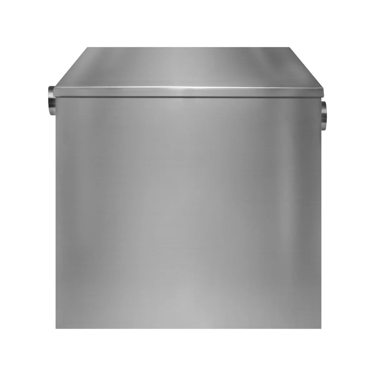 KuKoo 60-litre grease trap in stainless steel, featuring a sleek, rectangular design with a smooth, brushed finish and side handles