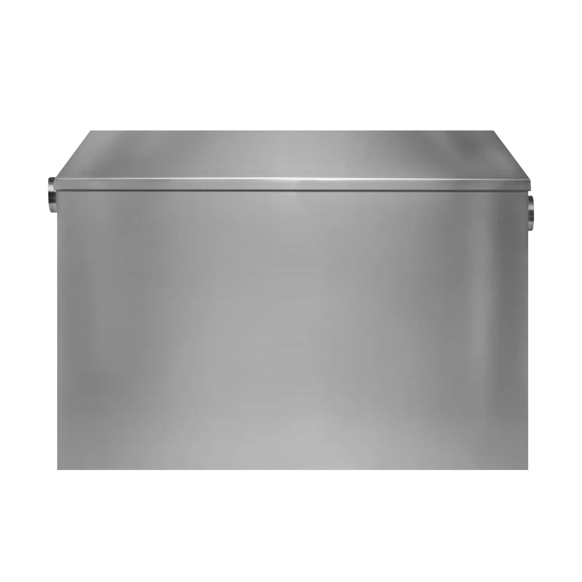Stainless steel KuKoo grease trap, 120 litres, featuring a sleek, smooth surface and sturdy construction for efficient waste management