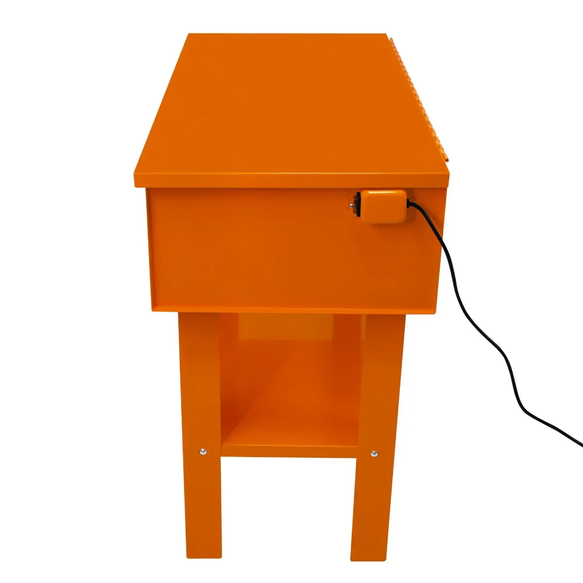 Bright orange 40-gallon parts washer with a sturdy design, featuring a power cord and a spacious top for cleaning automotive parts