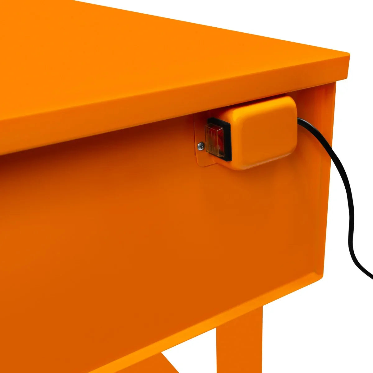 Bright orange 40-gallon parts washer with a sleek design, featuring a power switch and sturdy construction for efficient cleaning