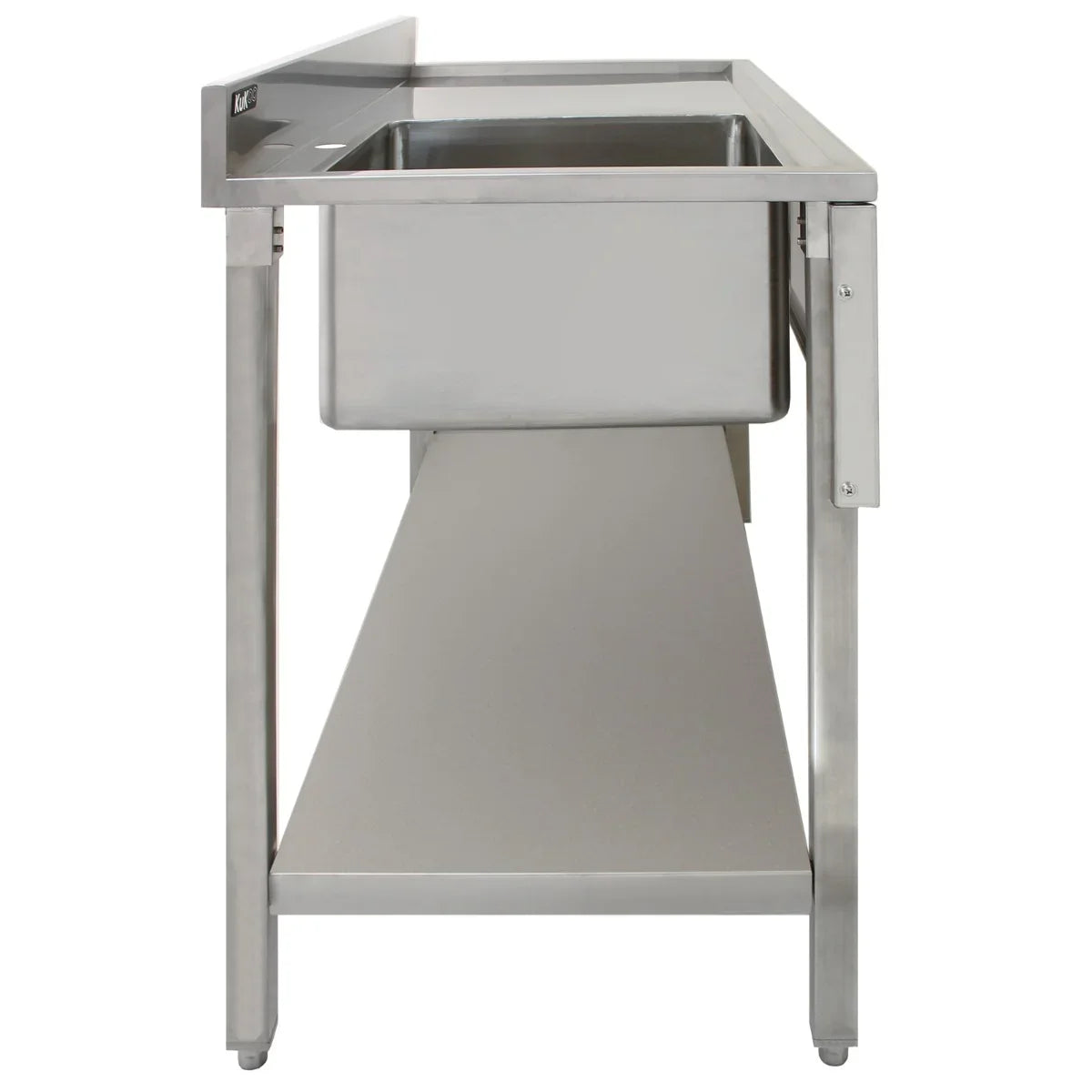 KuKoo stainless steel catering sink with right-hand drainer, featuring a sleek design, smooth surface, and sturdy construction