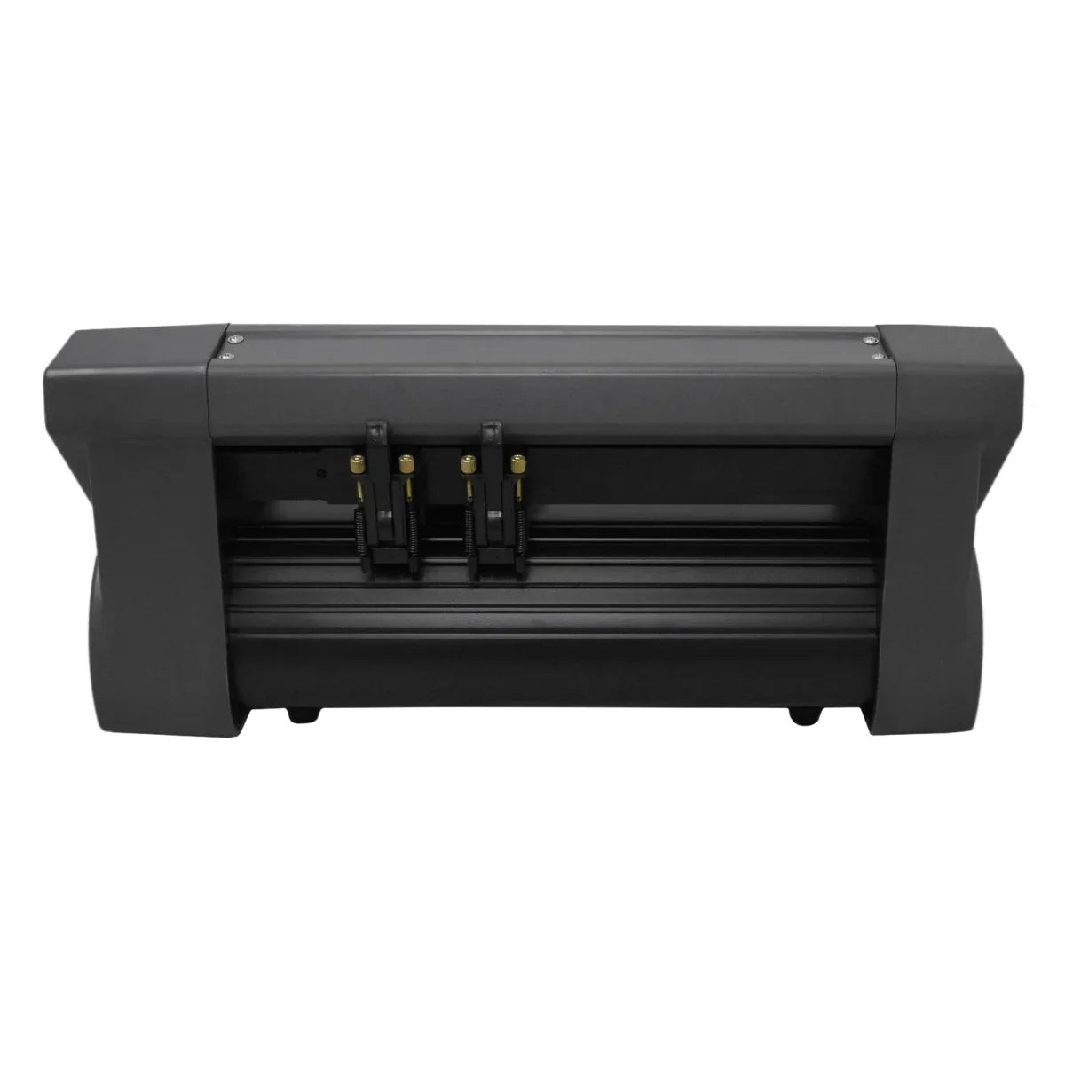 Black vinyl cutter with dual cutting heads, designed for precision, showcasing a sleek, modern design suitable for crafting projects