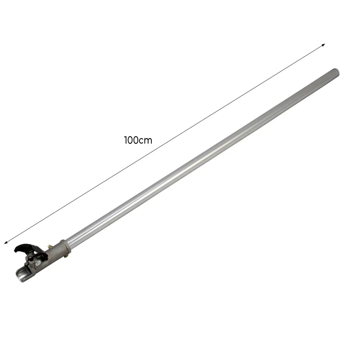 Long, silver aluminum extension pole measuring 100cm, designed for use with the T-Mech 5 in 1 52cc Petrol Garden Cutter Multi Tool