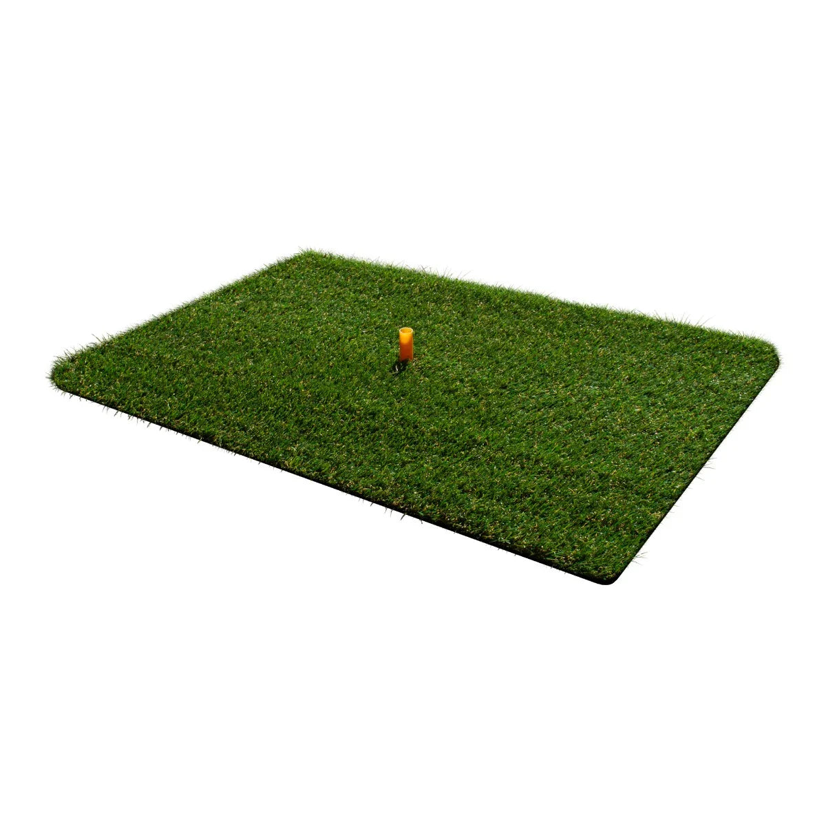 Realistic artificial grass mat for golf practice, featuring a central tee area, ideal for enhancing your swing indoors or outdoors