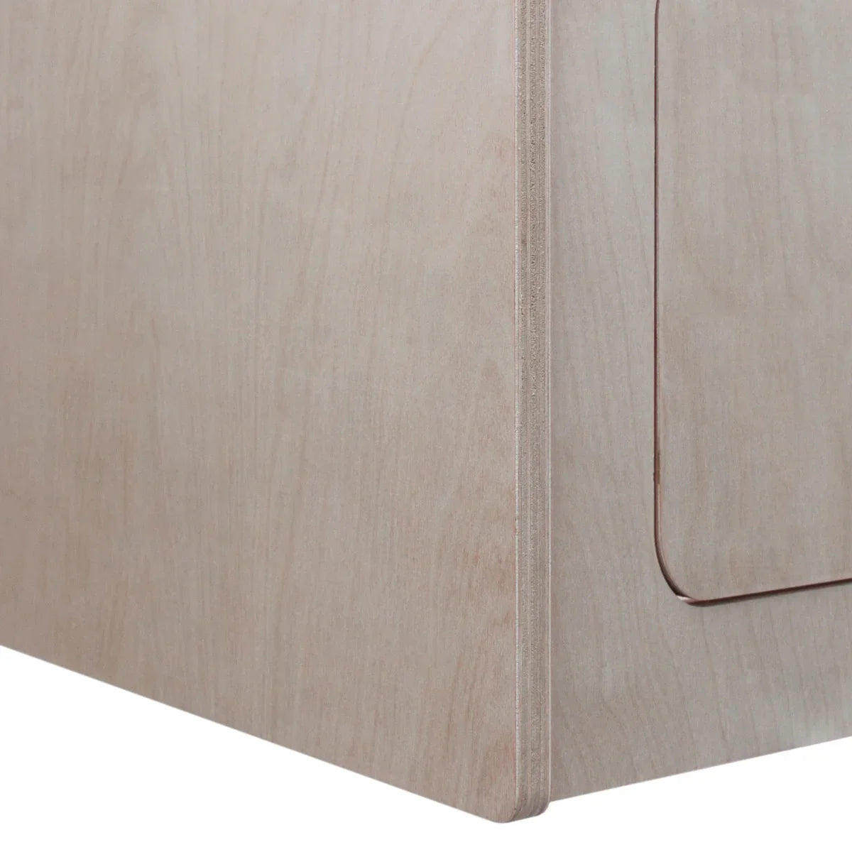 Light wood overhead camper cabinet with smooth edges, featuring a minimalist design and a natural finish, measuring 120cm x 30cm x 30cm
