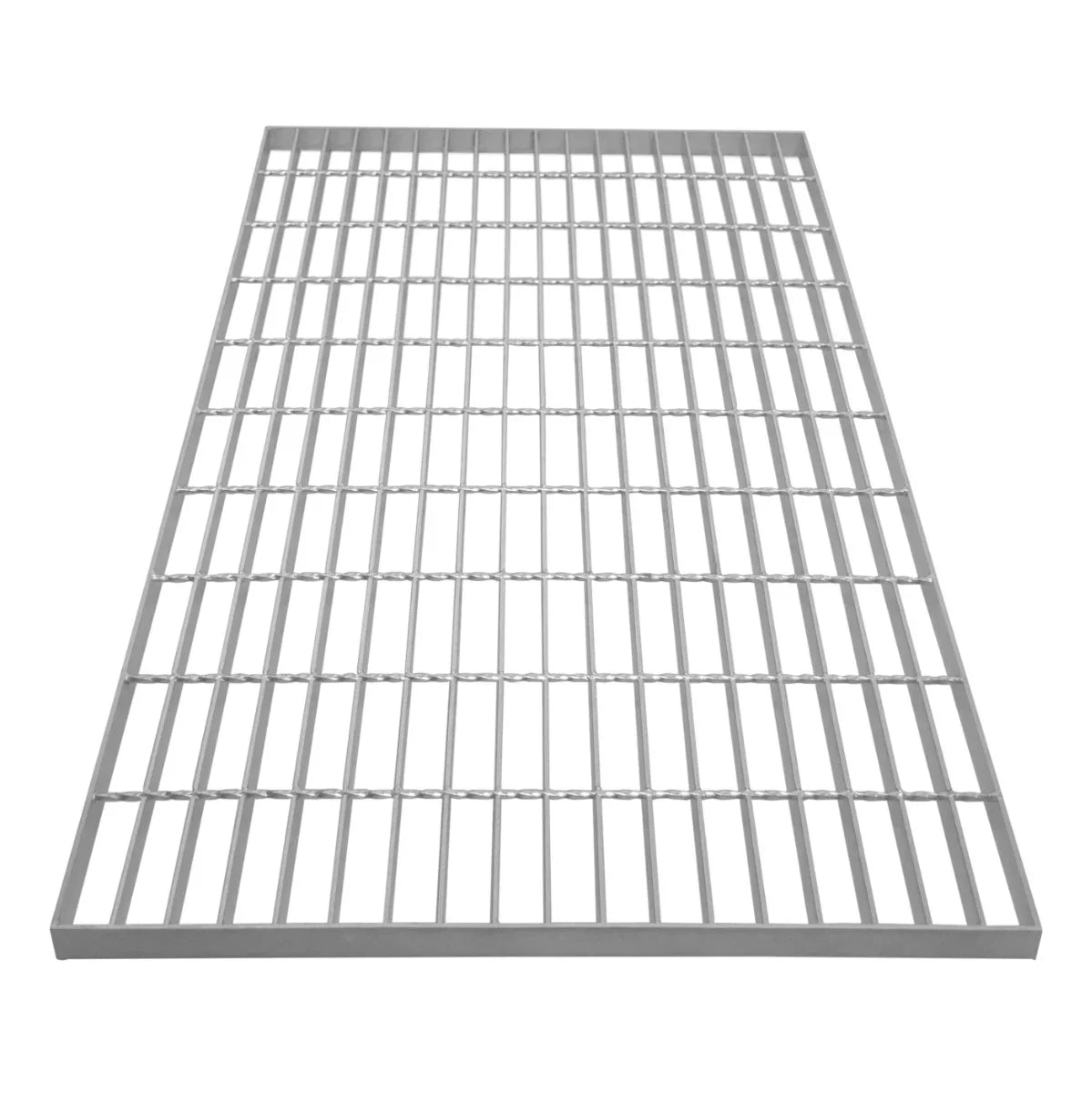 Galvanised grating measuring 1000mm x 600mm, featuring a sturdy metal grid design with a smooth, silver finish and durable construction
