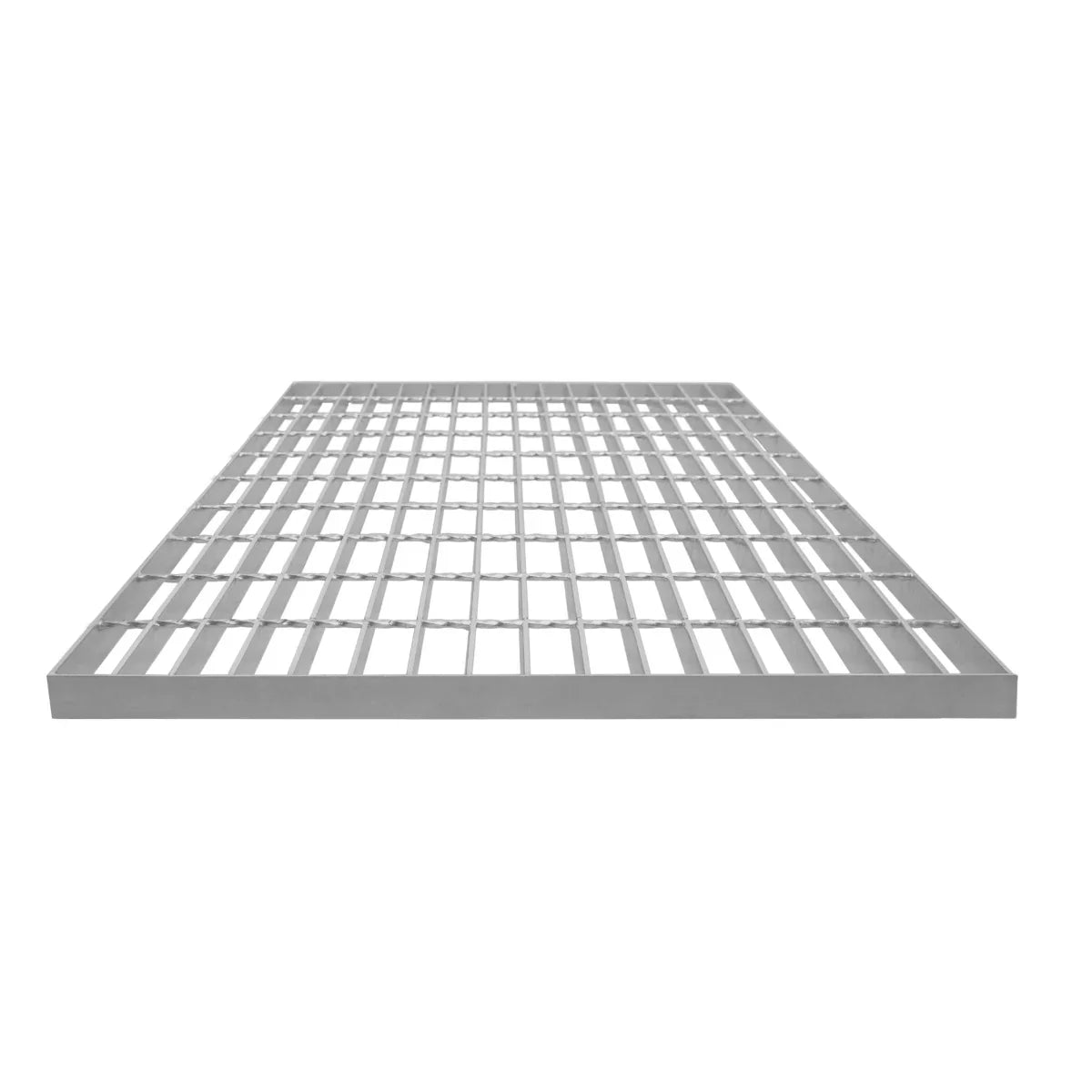 Galvanised grating measuring 1000mm x 500mm, featuring a sturdy metal grid design with a smooth, shiny surface and open spaces