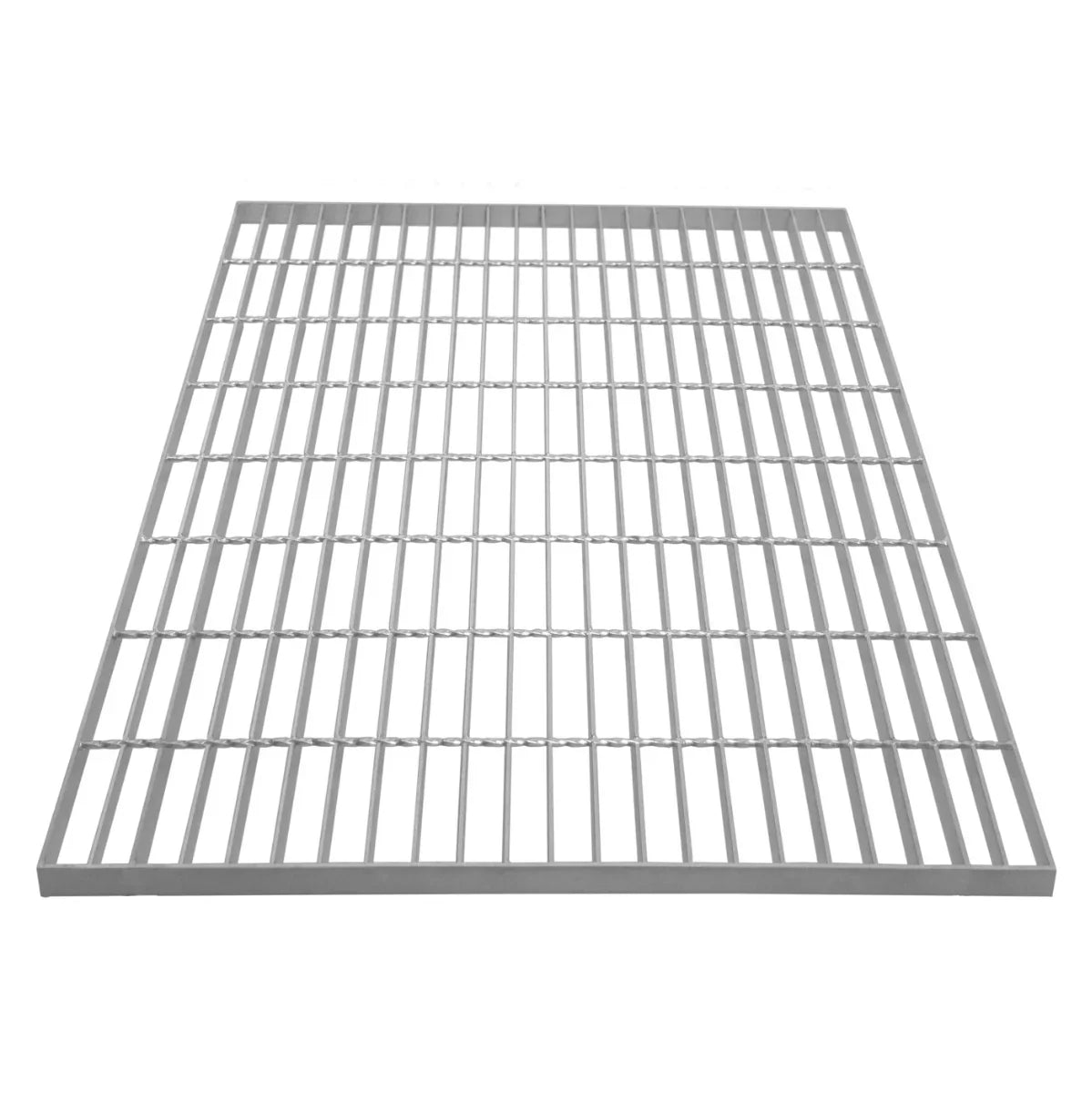 Galvanised grating measuring 800mm x 800mm, featuring a sturdy, open-grid design with a smooth, metallic finish and durable construction