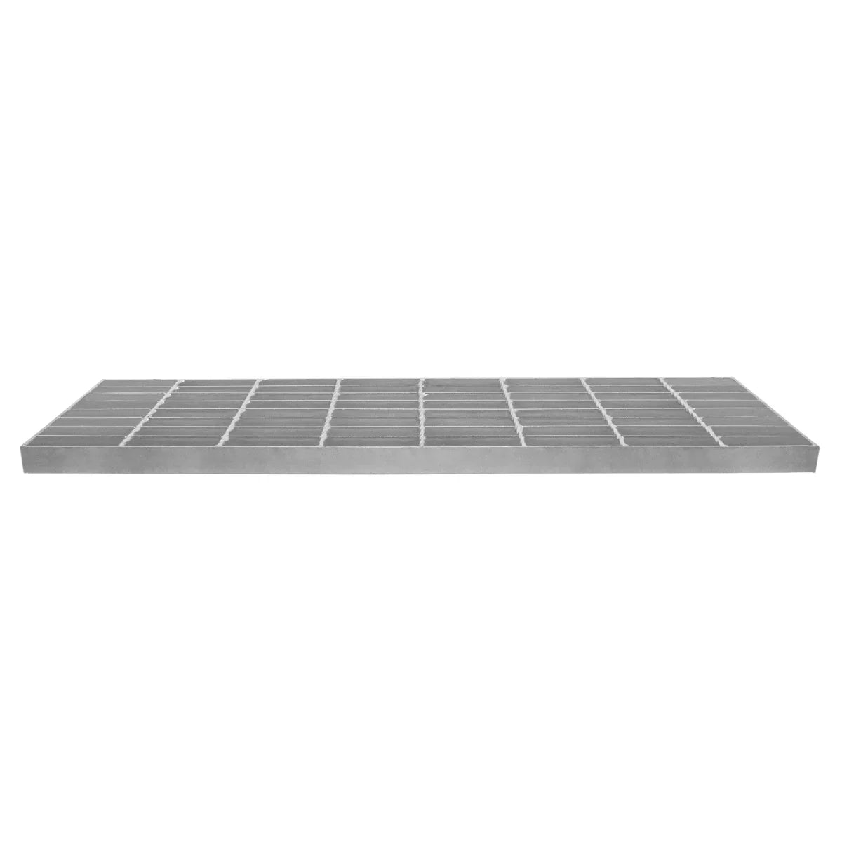 Galvanised grating measuring 800mm x 270mm, featuring a sturdy metal construction with a grid pattern and a smooth, shiny finish