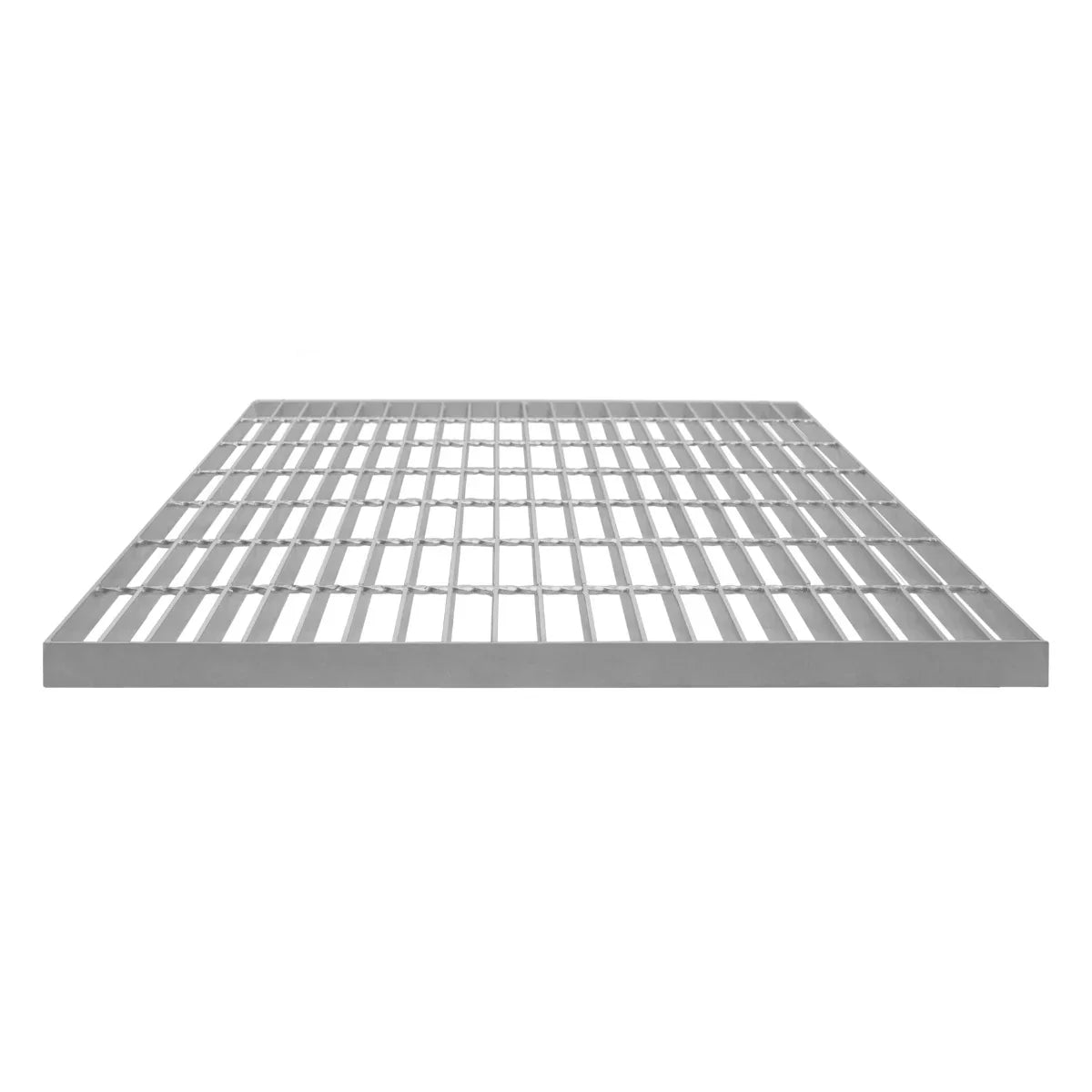 Galvanised grating measuring 700mm x 700mm, featuring a sturdy, open grid design with a smooth metallic finish and durable construction