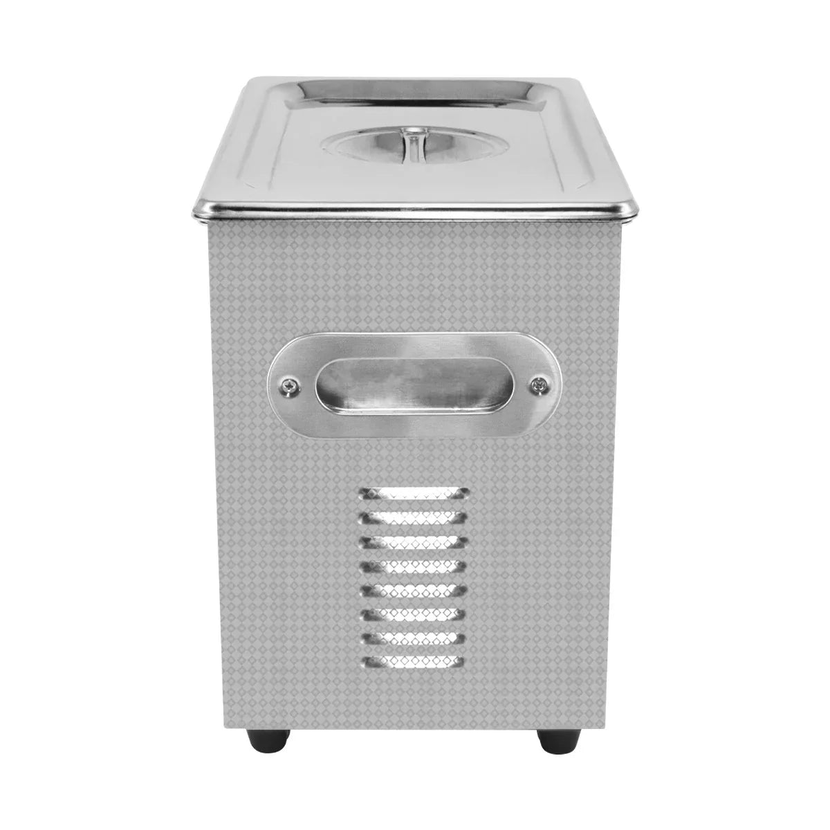 T-Mech Ultrasonic Cleaner 3L with stainless steel body, textured surface, and a sleek design, featuring a handle and vented sides