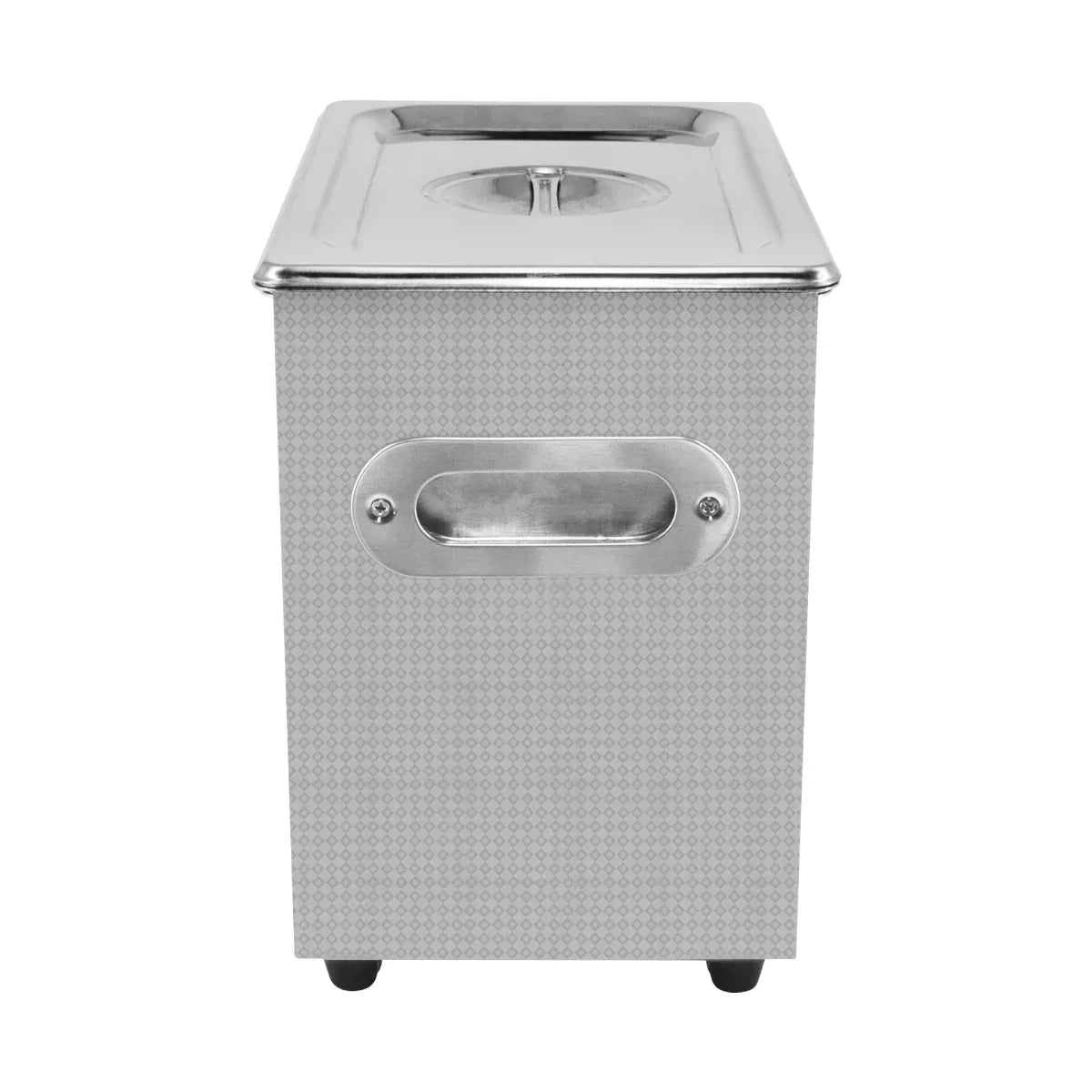 T-Mech Ultrasonic Cleaner 6L with stainless steel body, textured surface, and a lid featuring a central handle for easy access