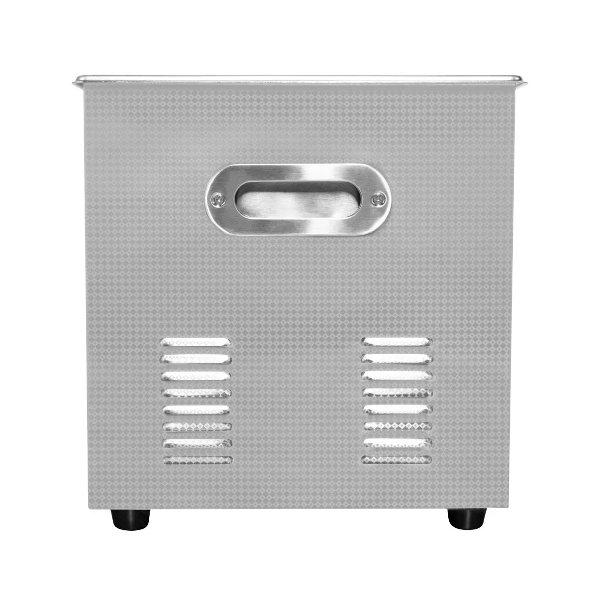 Stainless steel T-Mech Ultrasonic Cleaner 10L with a textured finish, side vents, and a sturdy handle for easy transport
