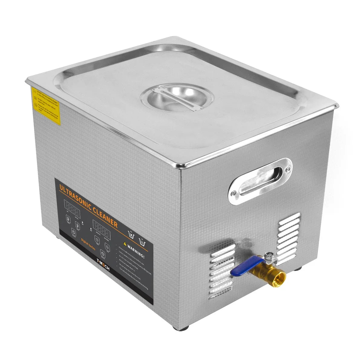 T-Mech Ultrasonic Cleaner 15L with stainless steel body, large tank, and control panel for efficient cleaning of various items