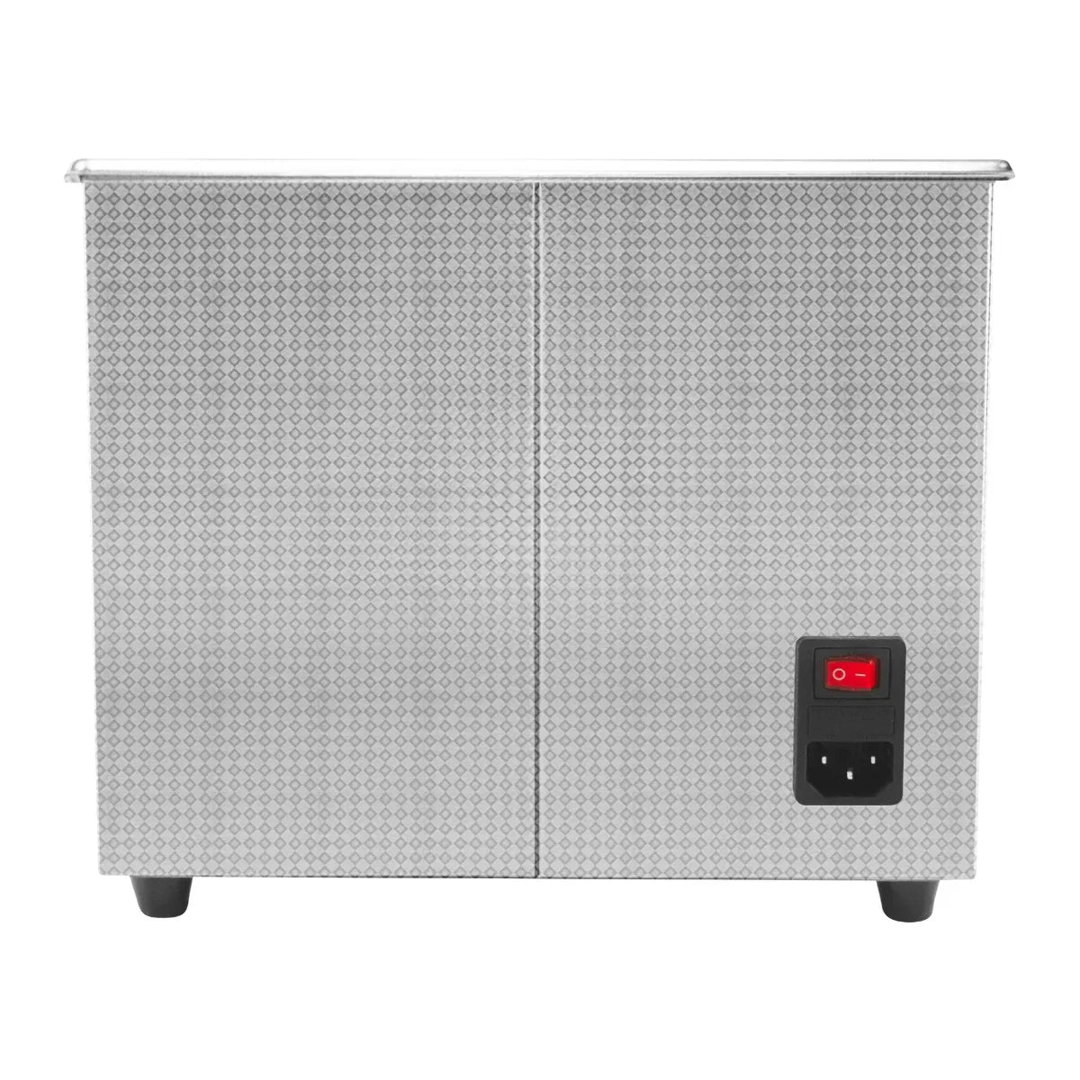 T-Mech Ultrasonic Cleaner with a sleek stainless steel exterior, featuring a power switch and textured surface for durability
