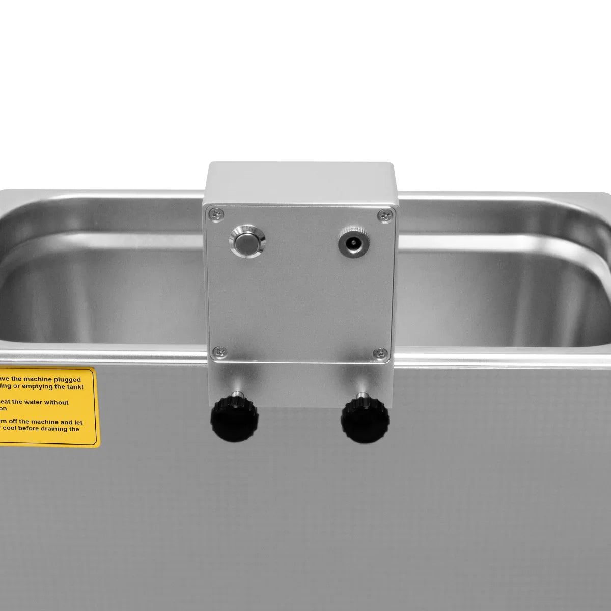 T-Mech Ultrasonic Vinyl Adaptor with stainless steel tank, control knobs, and water drain, designed for efficient vinyl cleaning
