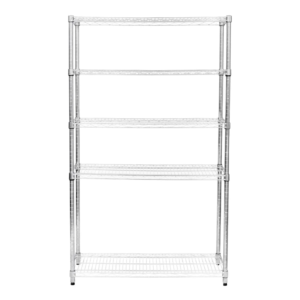 Sturdy chrome wire racking unit, measuring 45cm x 120cm x 180cm, featuring four open shelves for versatile storage solutions