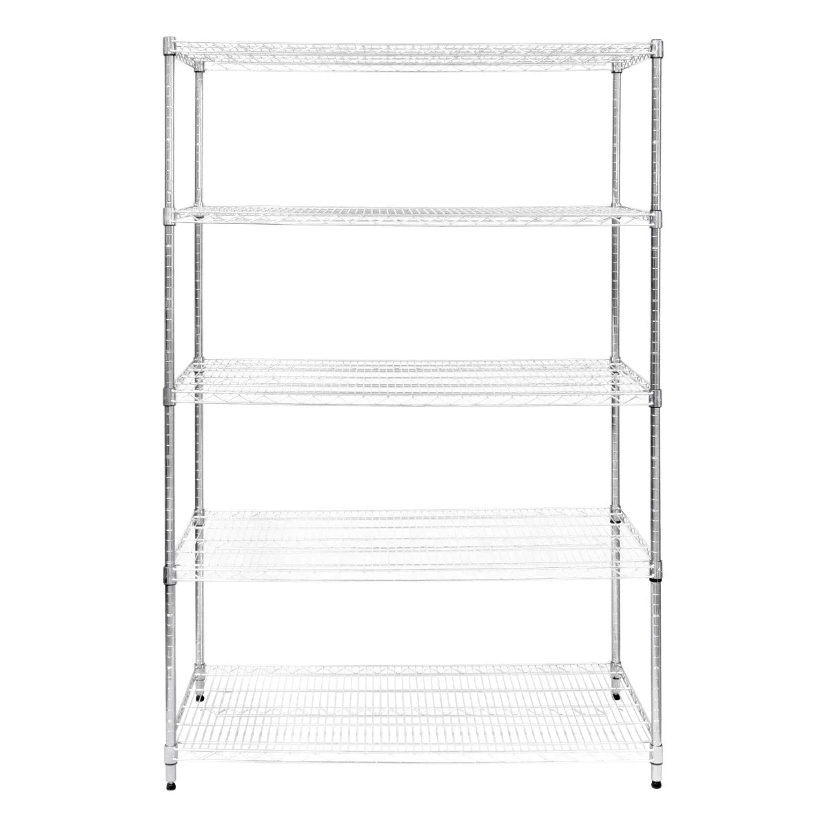 KuKoo Wire Racking unit, 60cm x 120cm x 180cm, features four sturdy wire shelves with a sleek chrome finish for durability and style