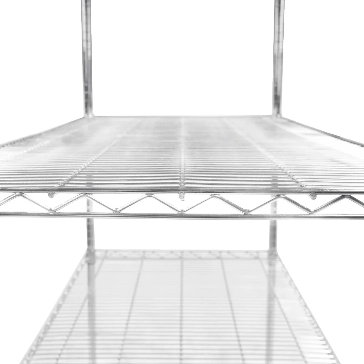 Sturdy KuKoo wire racking with a sleek chrome finish, featuring open shelves for easy visibility and ventilation, measuring 60cm x 120cm x 180cm