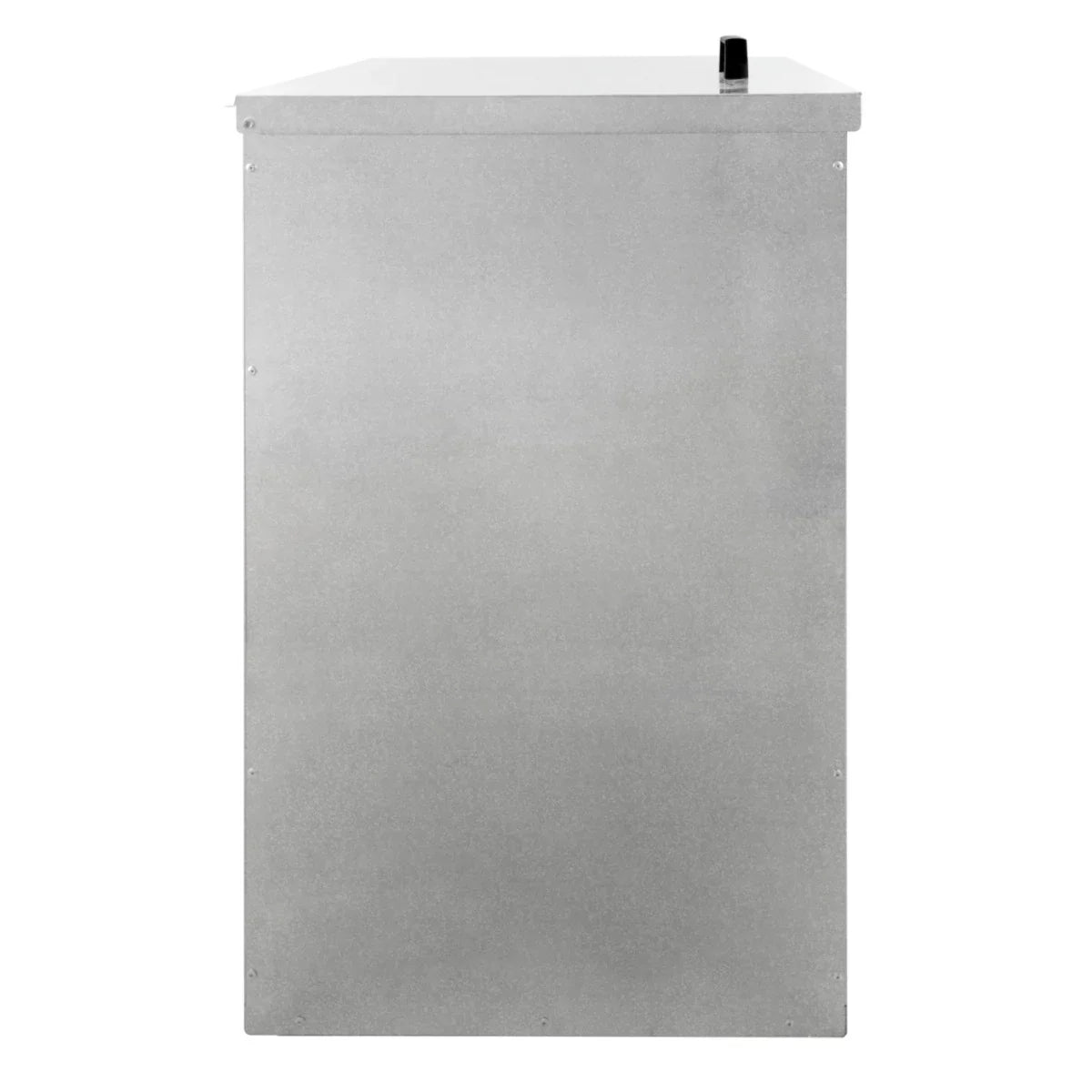 Galvanised coal bunker with a sleek silver finish, sturdy metal construction, and a flat top for easy access, designed for 150kg capacity