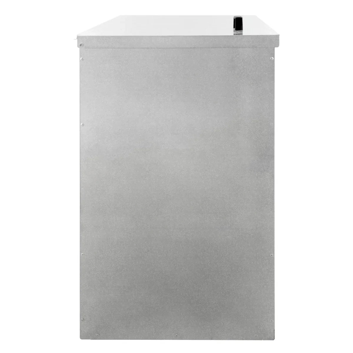 Galvanised coal bunker with a sleek silver finish, sturdy metal construction, and a flat top for easy access, designed for 250kg capacity