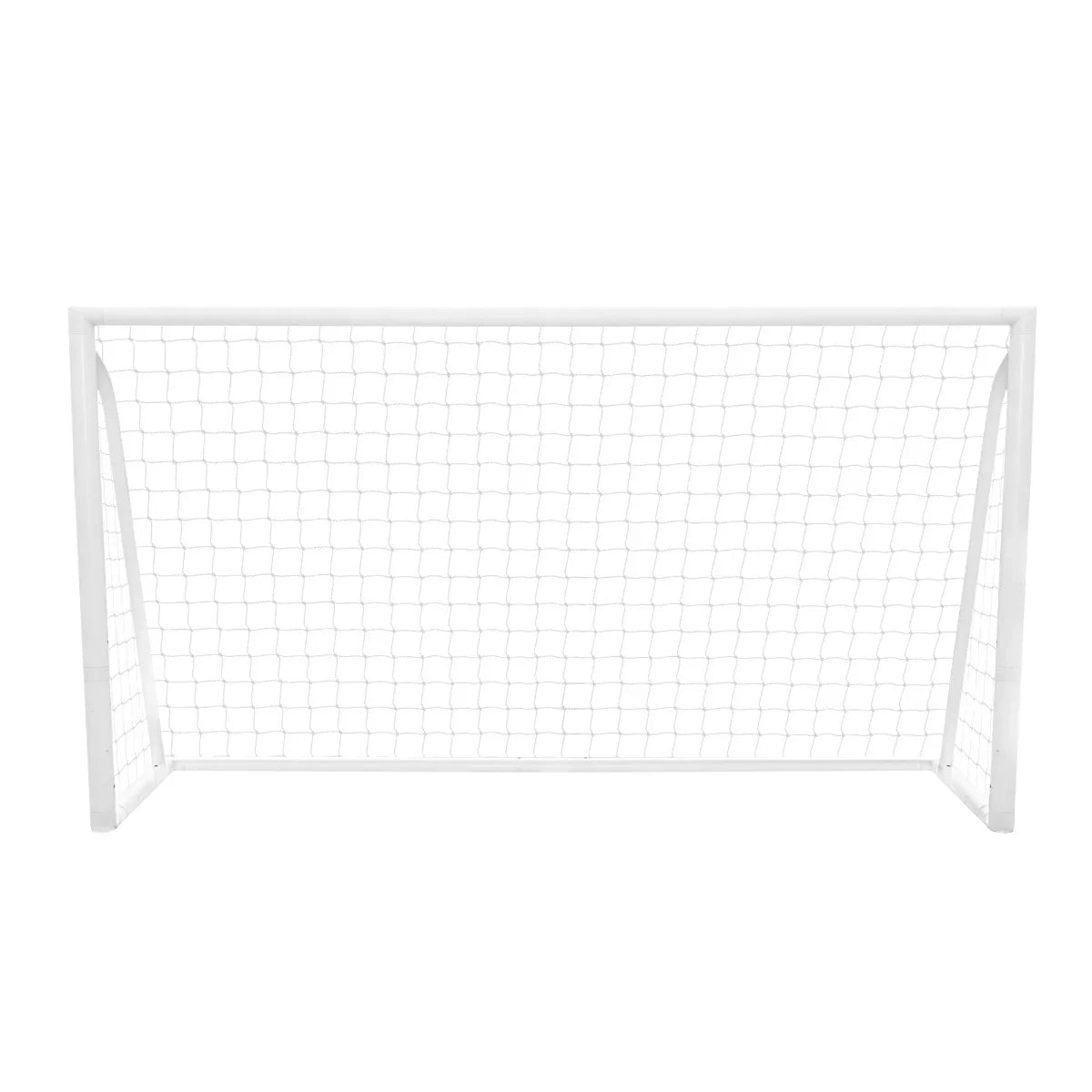 12 x 6ft white football goal with netting, sturdy frame, ideal for practice, includes carry case and target sheet