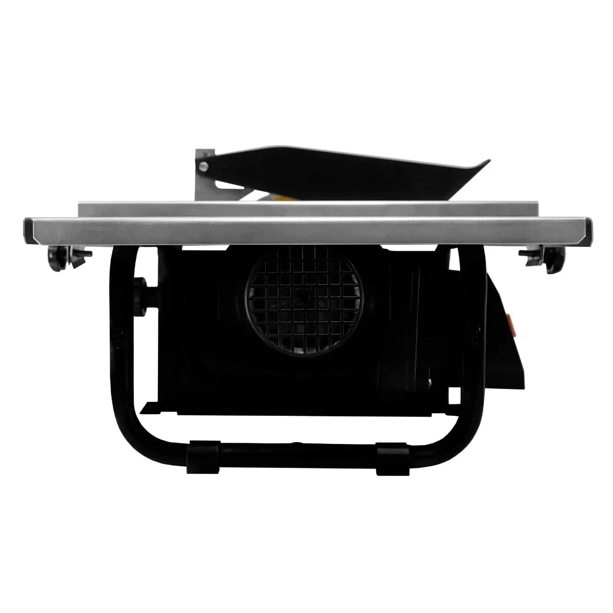 T-Mech Electric Wet Tile Cutter 600W with a sturdy black frame, silver cutting table, and adjustable blade guard for precision cutting