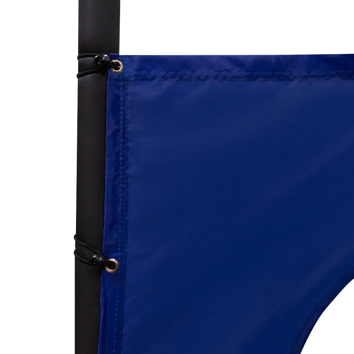 Close-up of the blue nylon target sheet for an 8 x 6ft football goal, featuring reinforced grommets for easy attachment