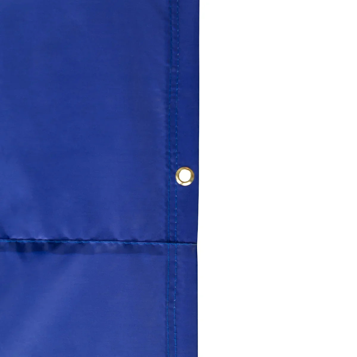 Blue football goal target sheet with reinforced edges and grommets for secure attachment, designed for 12 x 6ft goals