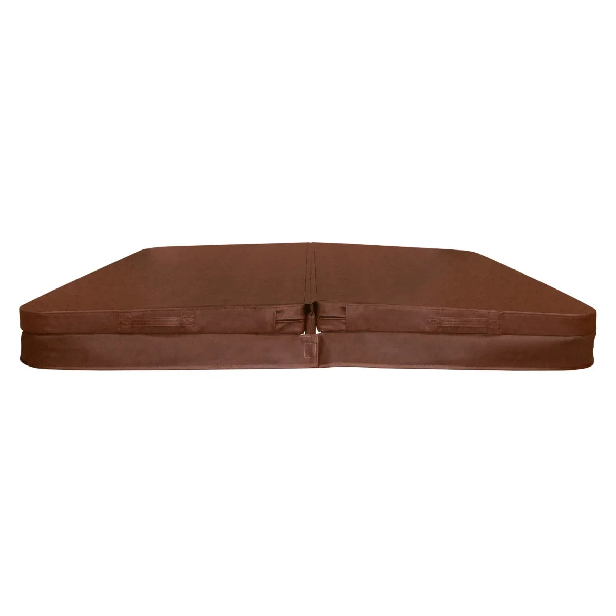 Brown 2m hot tub spa cover featuring a durable, waterproof material with a smooth texture and secure fastening straps for protection