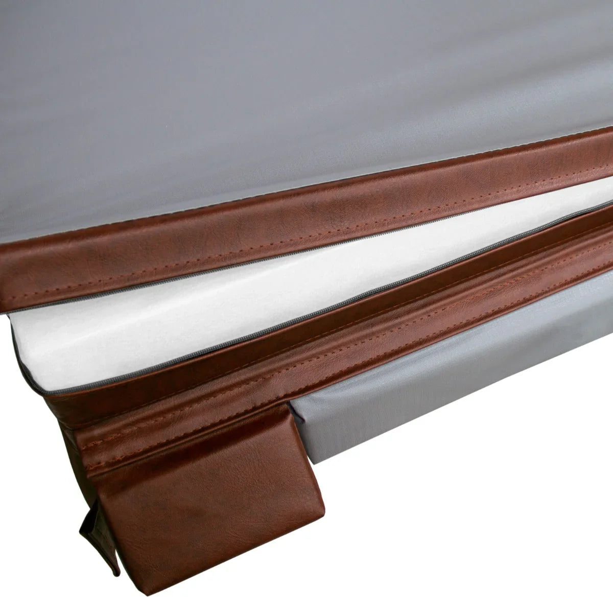 Brown 2m hot tub spa cover featuring a durable, textured exterior with a secure fit and reinforced edges for optimal insulation