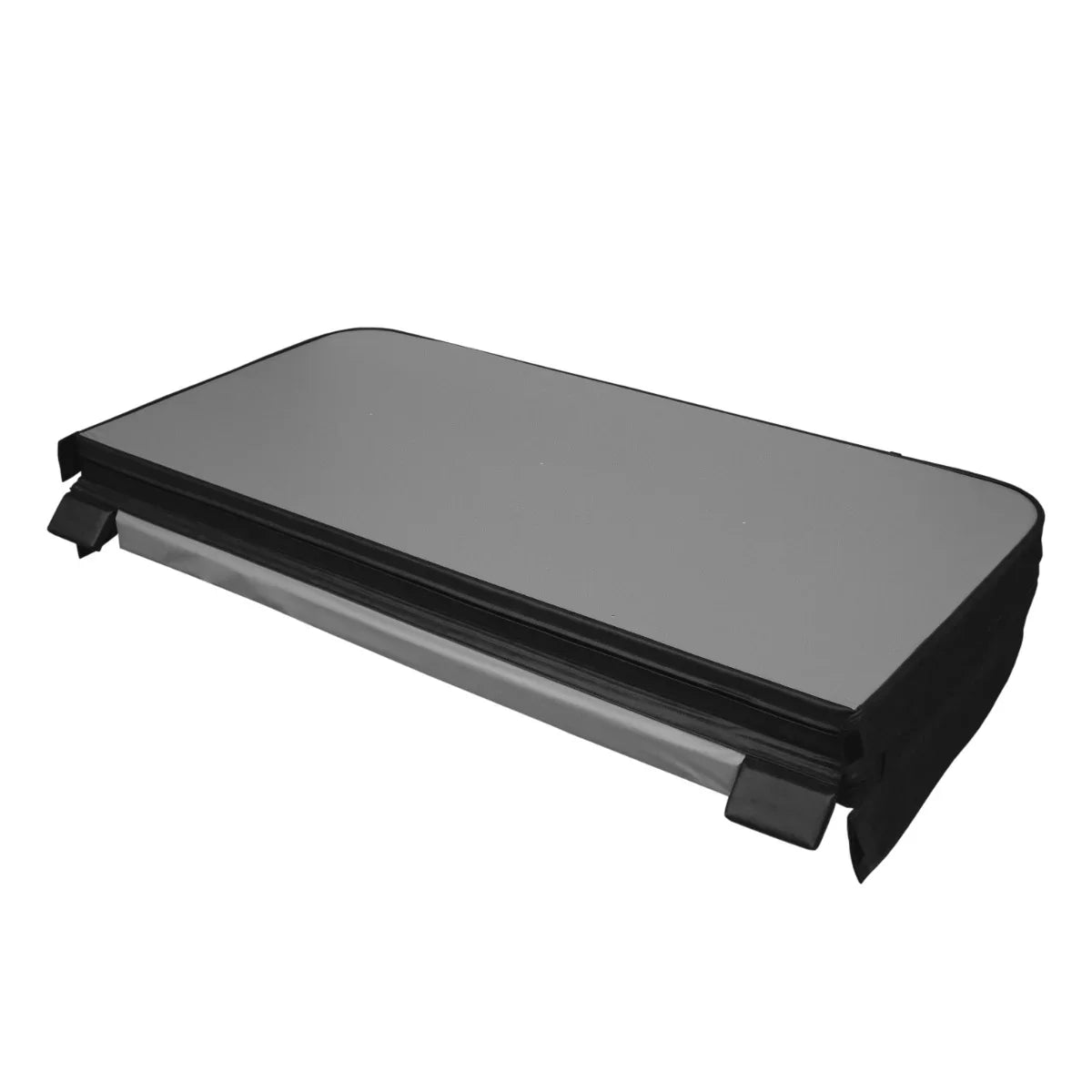 Black 2m hot tub spa cover with a sleek design, featuring a durable, weather-resistant material and secure fastening edges