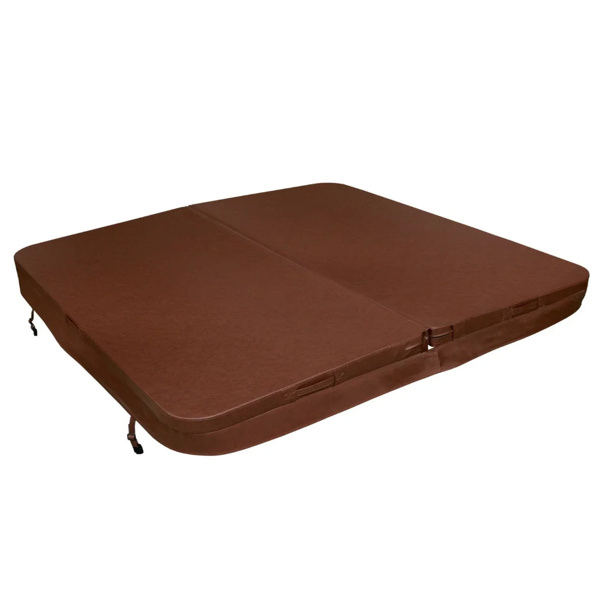 Brown 2.2m hot tub spa cover with a smooth texture, durable material, and secure straps for easy installation and protection