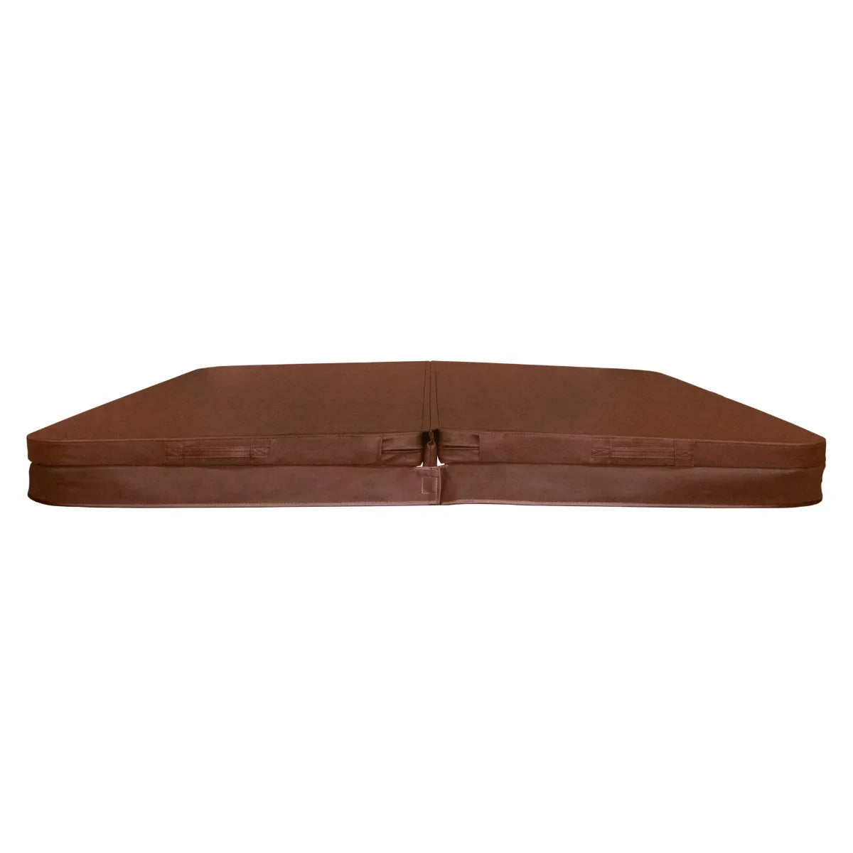 Brown 2.2m hot tub spa cover featuring a smooth, durable surface and secure fastening straps for optimal insulation and protection