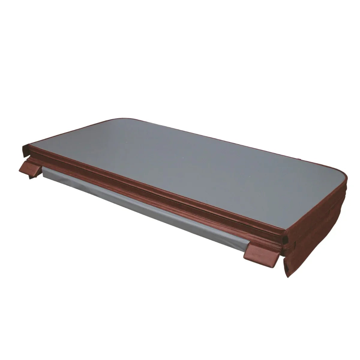 Brown 2.2m hot tub spa cover with a smooth top, sturdy edges, and a secure fit, designed for protection and insulation