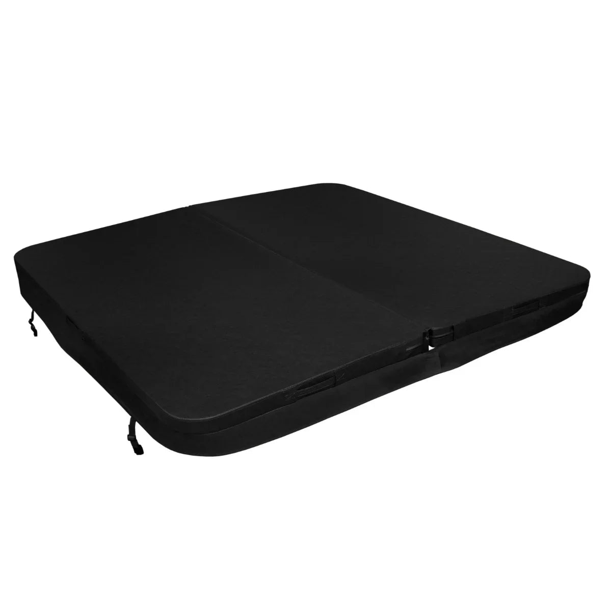 Black 2.2m hot tub spa cover with a smooth texture, durable material, and secure fastening straps for optimal protection