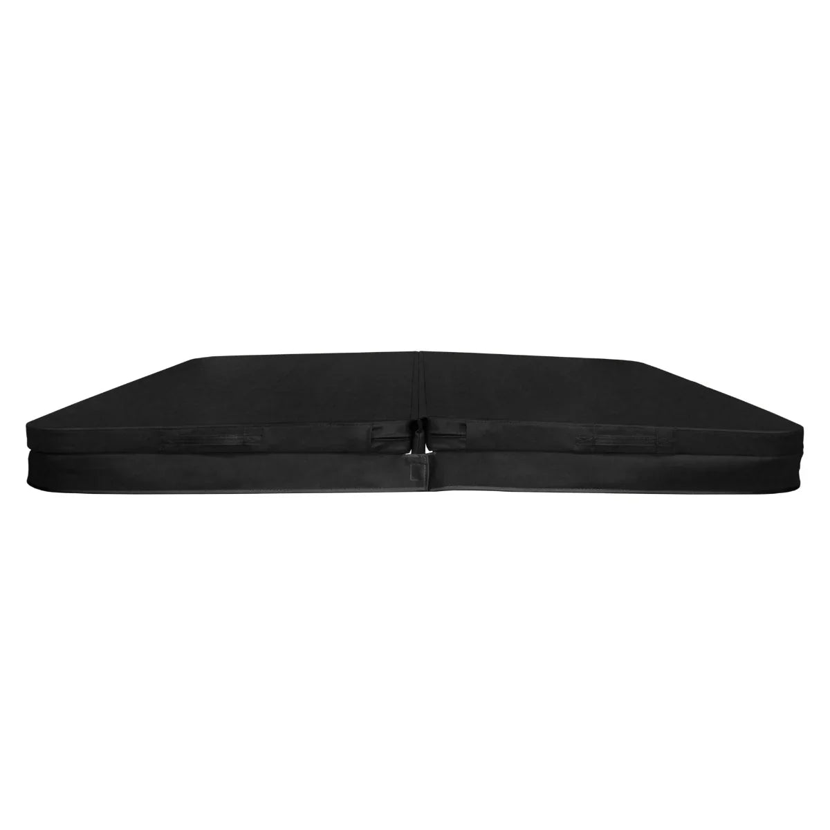 Black 2.2m hot tub spa cover with a sleek, flat design, featuring durable material and secure fastening for optimal insulation