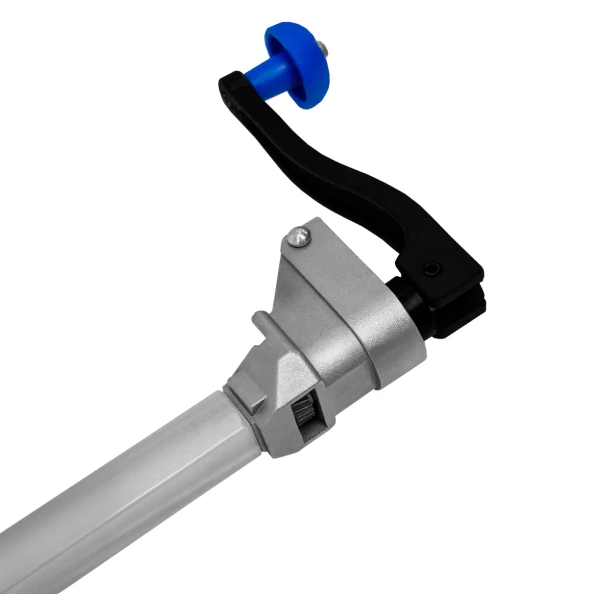 KuKoo Commercial Tin Can Opener featuring a sturdy metal body, black handle, and blue turning knob for easy can opening